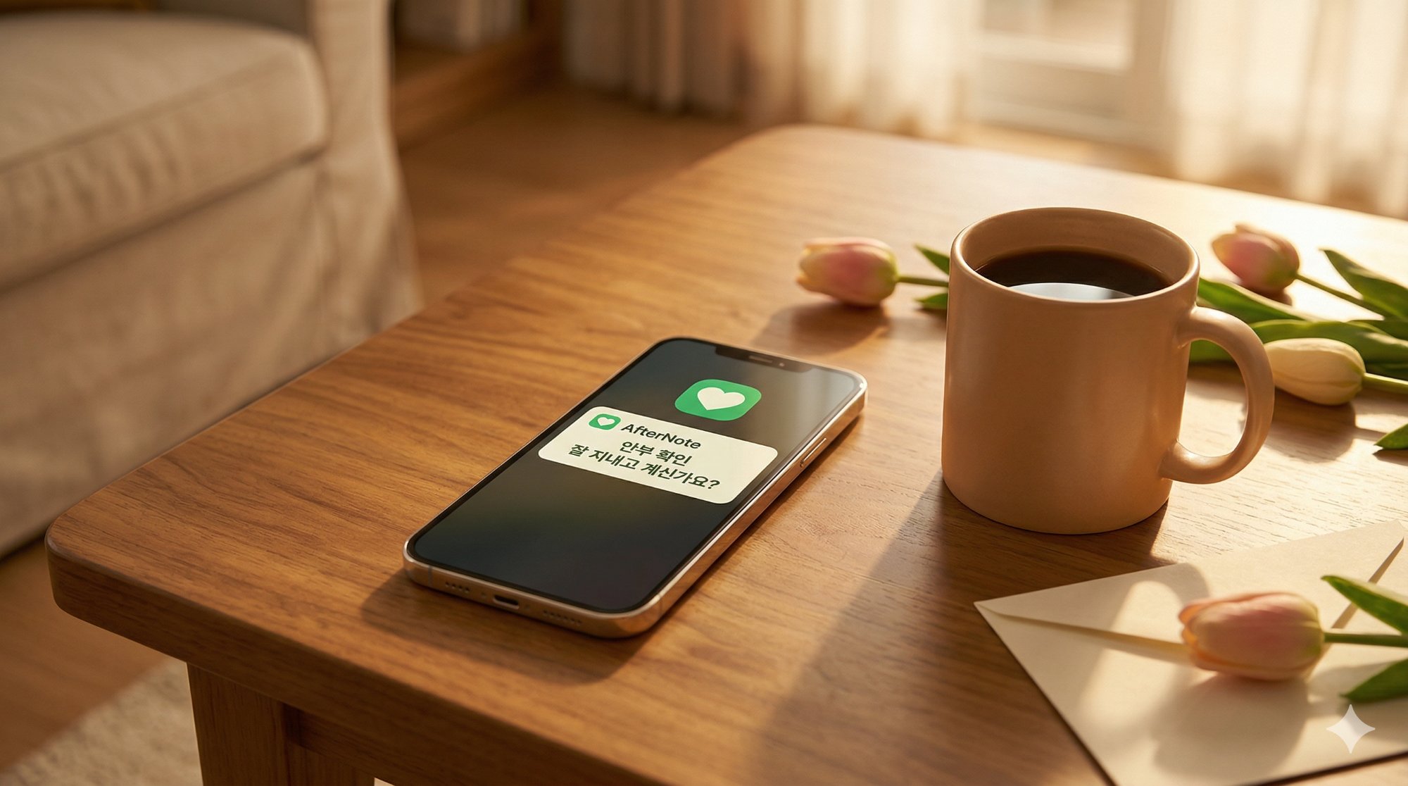 AfterNote 안부 확인 알림 화면